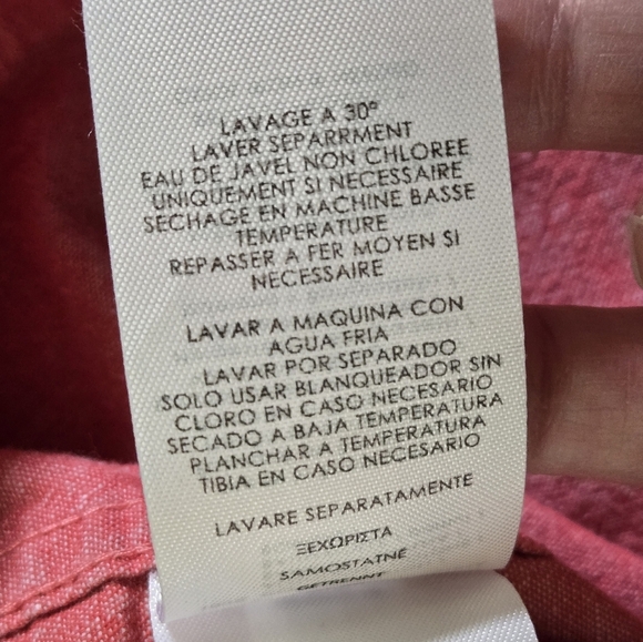 Chaps Mens Coastland Wash Chambray Light Pink Large Button-Up Shirt - Picture 10 of 12